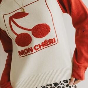 Bohme Cherry Graphic Sweater in Red and White